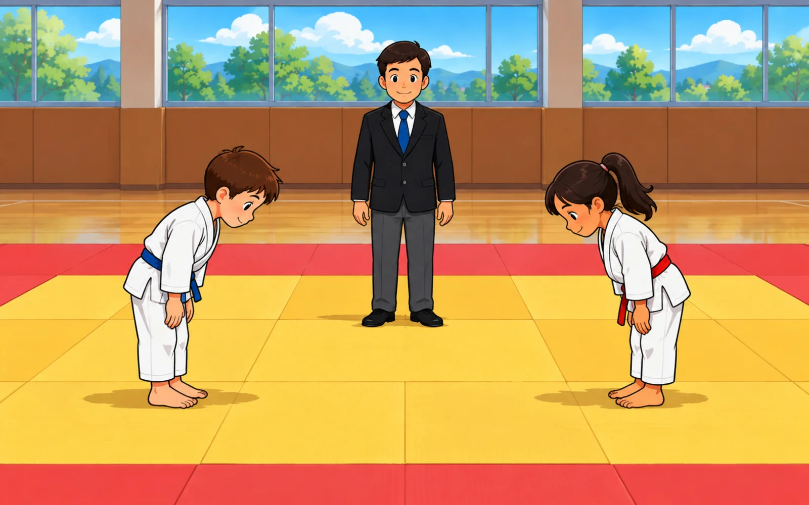 終わりに礼をするのルールを表した絵